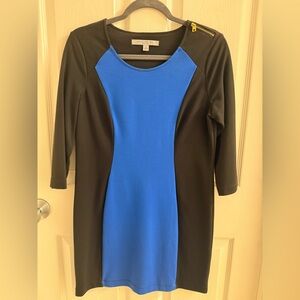 Andrew Marc Black and Blue Long Sleeve Dress